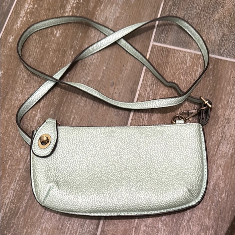 Joy Susan Green Clutch Wristlet with bronze Hardware